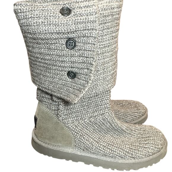 UGG Gray Knit Boots Women’s Size 10 Knee High Or Ankle Adjustable SN 5819 - Picture 8 of 16